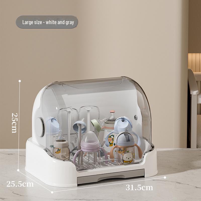 Baby Bottle Storage Box & Tableware Set: Bowls, Chopsticks, Food Supplement Toolbox, Dustproof Drain Storage Cabinet