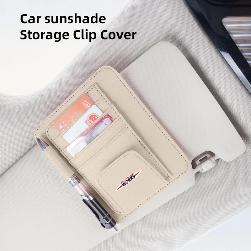 

Car PU Leather Sun Visor Sunglasses Ticket Card Storage Bag Accessories For BMW Mini Works Cooper F54 F55 F56 F57 F60 R50 R52