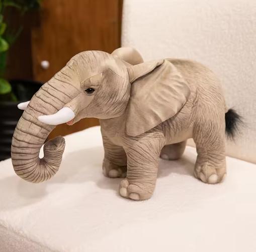 Lifelike Elephant Plush Toy Soft Stuffed Animal Cute Gift For Kids Birthday Present Room Decor Zoo Animal 33cm коричневый