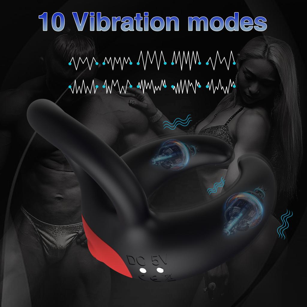 Male Penis Ring Vibrator Testicle Scrotum Massager Delay Ejaculation Vibrating Cock Ring Delay Ejaculation Adult Sex Toy for Men