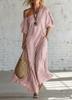 2026 European and American independent station women's fashion spring elegant striped off-the-shoulder dress blue