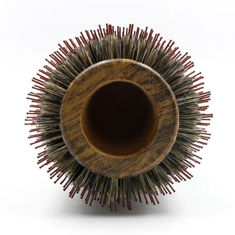 Pieptene de păr profesional pentru salon, 80 mm, perie rotundă din lemn, piepteni pentru coafor, perie de păr creț, perie de îndreptat