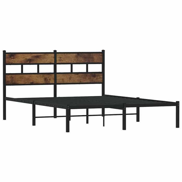 VidaXL Metal Bed Frames Without Mattress Smoked Oak 140x190 Cm 4017053