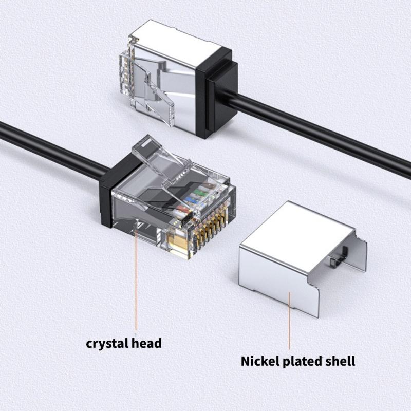 Space Saving Cat6A Ethernet Cable RJ45 10Gpbs Transmission Short Connector for Computer Broadband Router Accessories