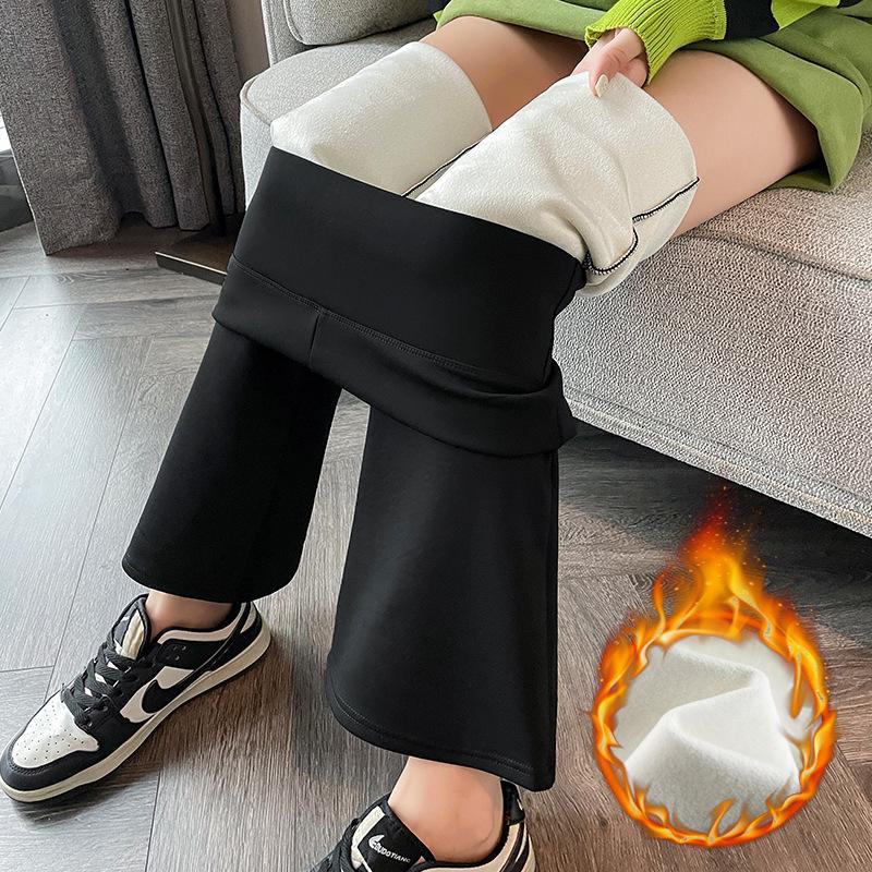 

Черные расклешенные штаны для йоги с высокой талией для женщин: Бархат, утягивающий живот, способствующий похудению, идеально подходит для весны, осени и зимы L, autumn and winter plus velvet чёрный