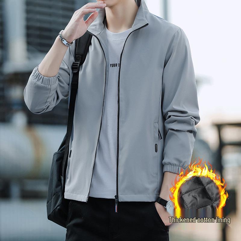 Men's 2025 Trendy Loose Fit Stand Collar Jacket - Simple Business Casual for Spring and Autumn