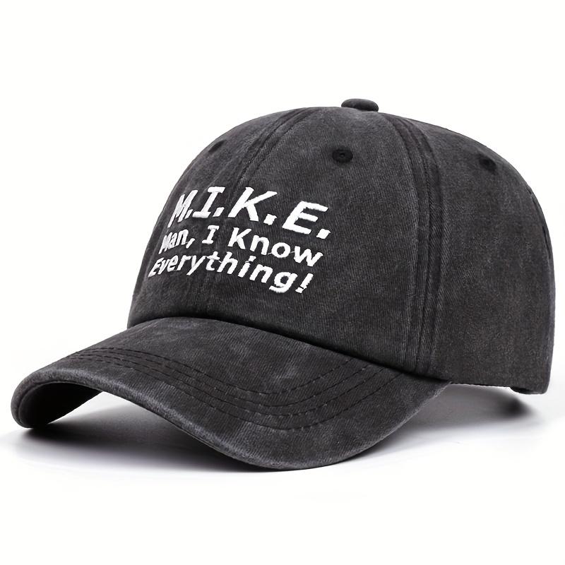 MIKE I Know Soft-Top Baseball Cap Washed Denim Look  Casual Outdoor Sports Hat for Men Black with  Adjustable Fit