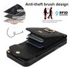 For iPhone 16 Pro Case Card Bag Leather+TPU Crossbody Phone Cover with Ring Kickstand