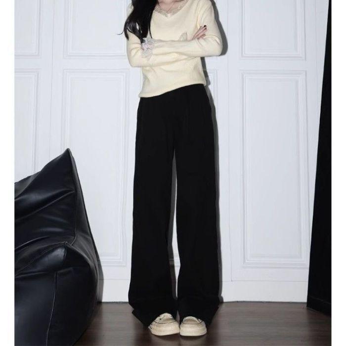 

Spicy Girl American Style High Waist Black Wide-Leg Jeans XL чёрный