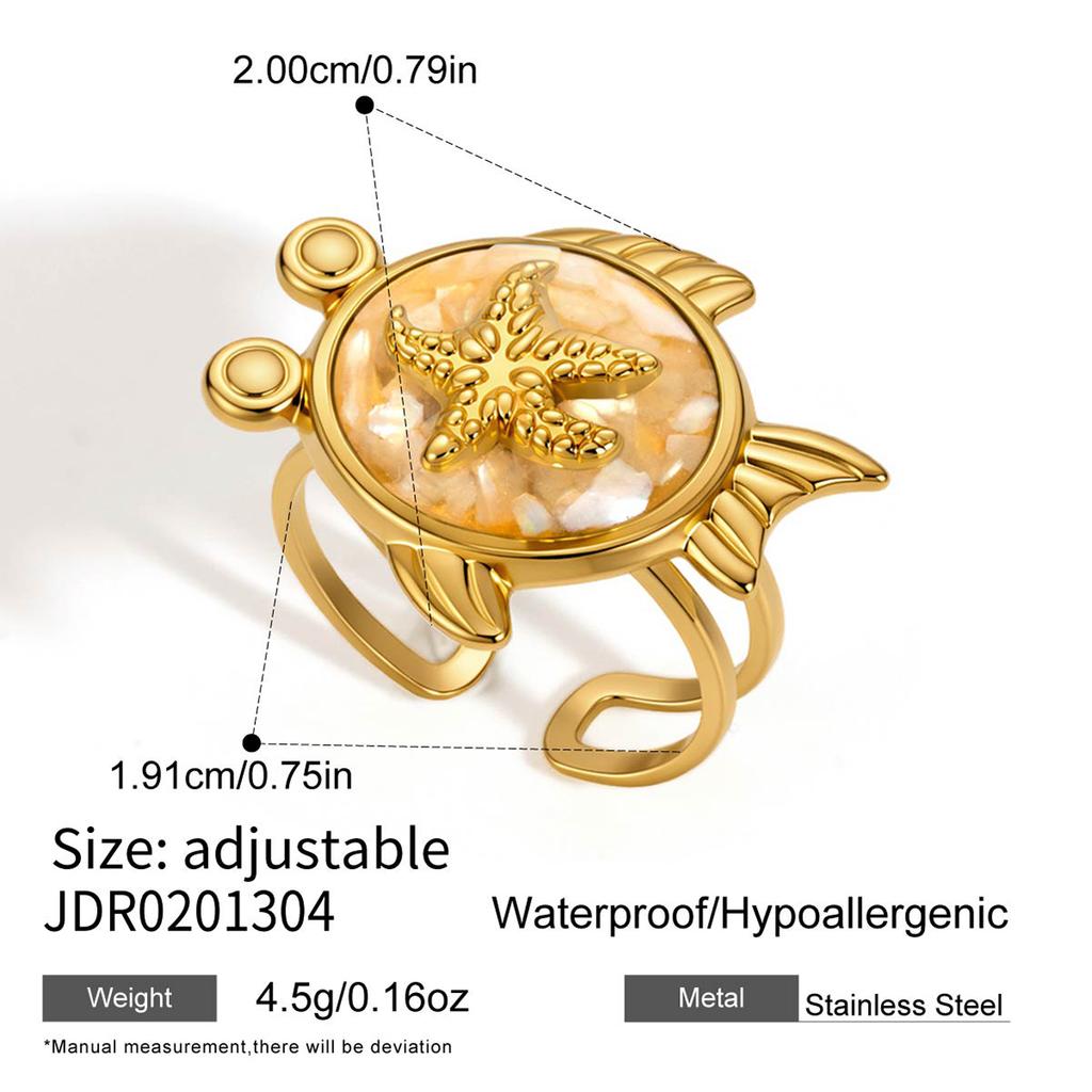 Youthway Fish Conch Turtle Crab Oil Drip Open Rings For Women 18K Gold PVD Plated Stainless Steel Rings Fashion Jewelry Gift