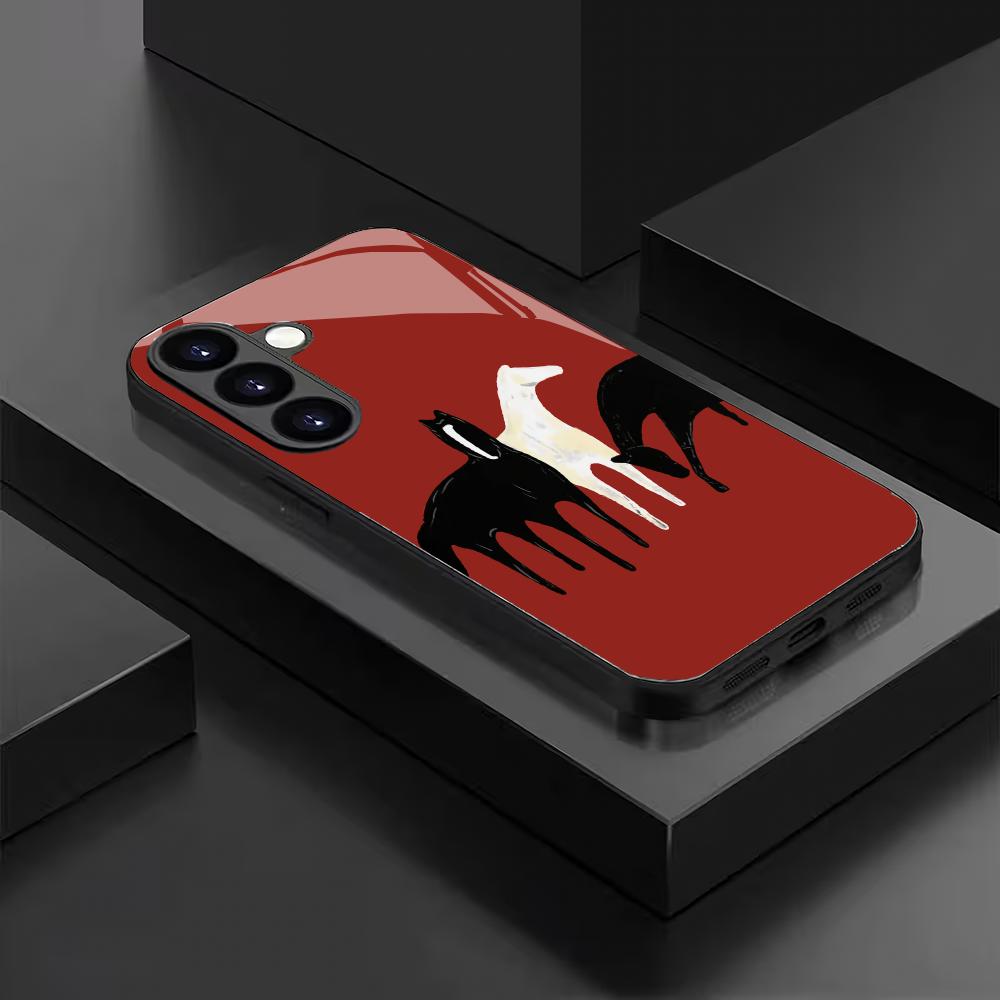 Three horse pattern glass phone case suitable for Samsung Galaxy S26 S25 S24 S23 S22 S21 S20 FE Ultra Plus5Ganti drop back cover