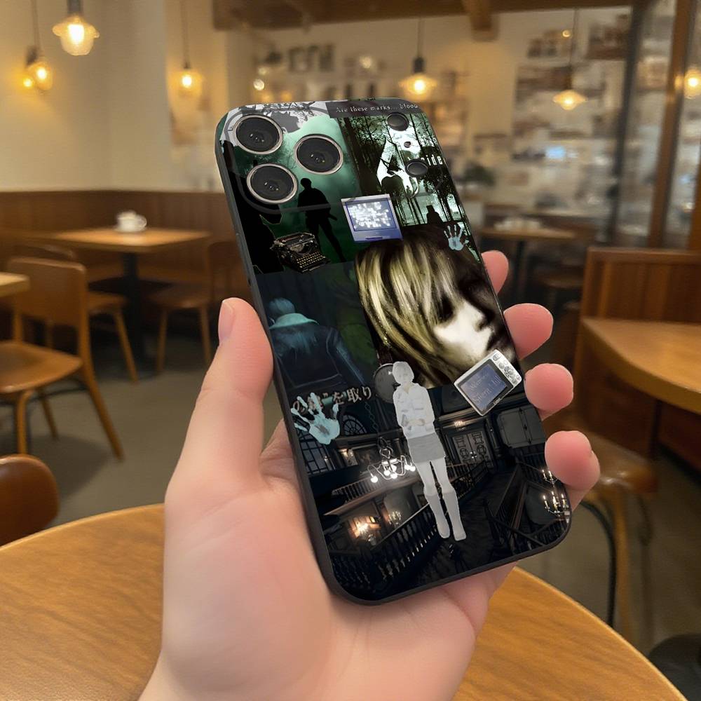 

S-Silent Horror Hill Game Black Soft Cover Phone Case For iPhone 17,16,15,14,13,12,11,Pro,Max,Plus iPhone12PRO