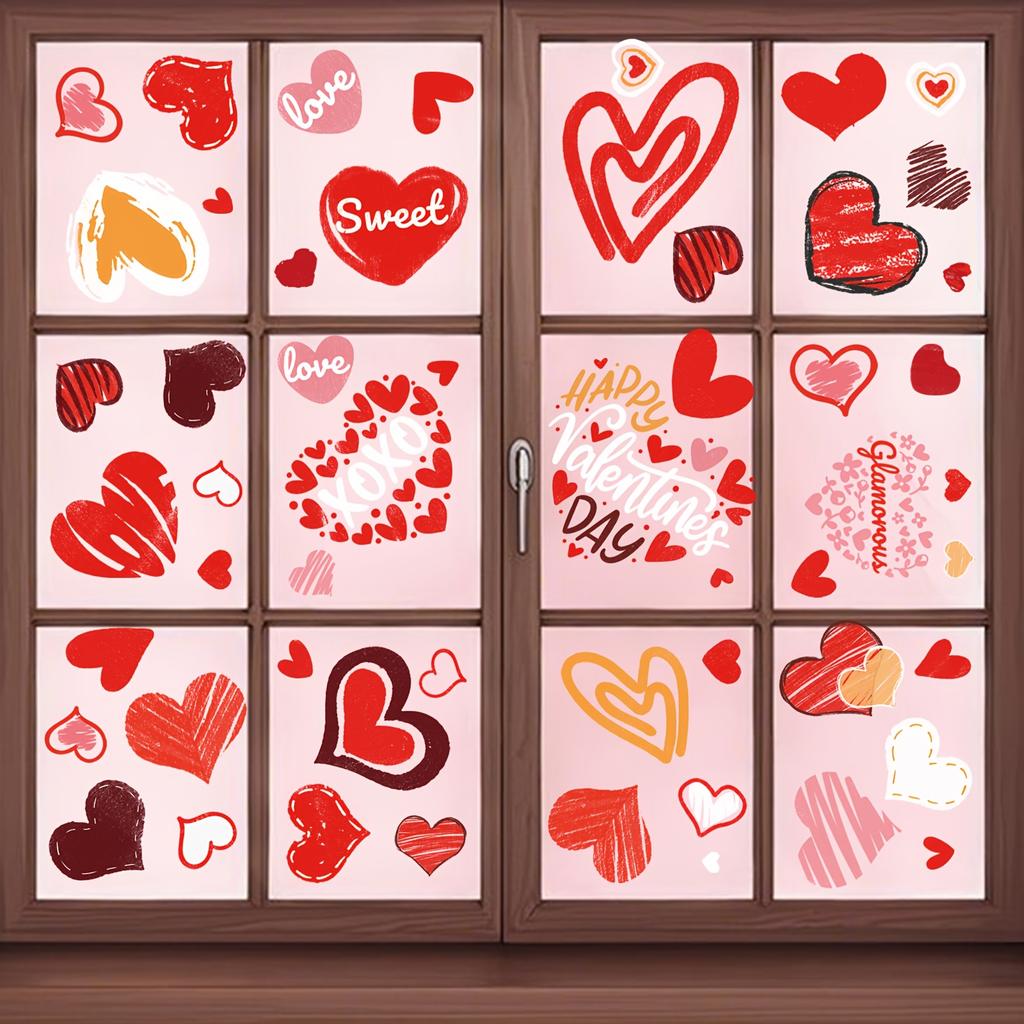 6 Sheets of Valentine'S Day Window Decorations, , Double-Sided Window Decals Perfect for Valentine'S Day And Wedding Decor