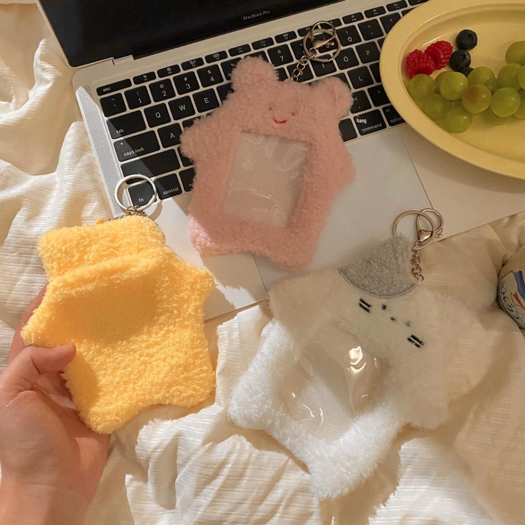 Korean Style Cartoon Cat Plush Card Holder for K-pop Album and Student Photo Cards