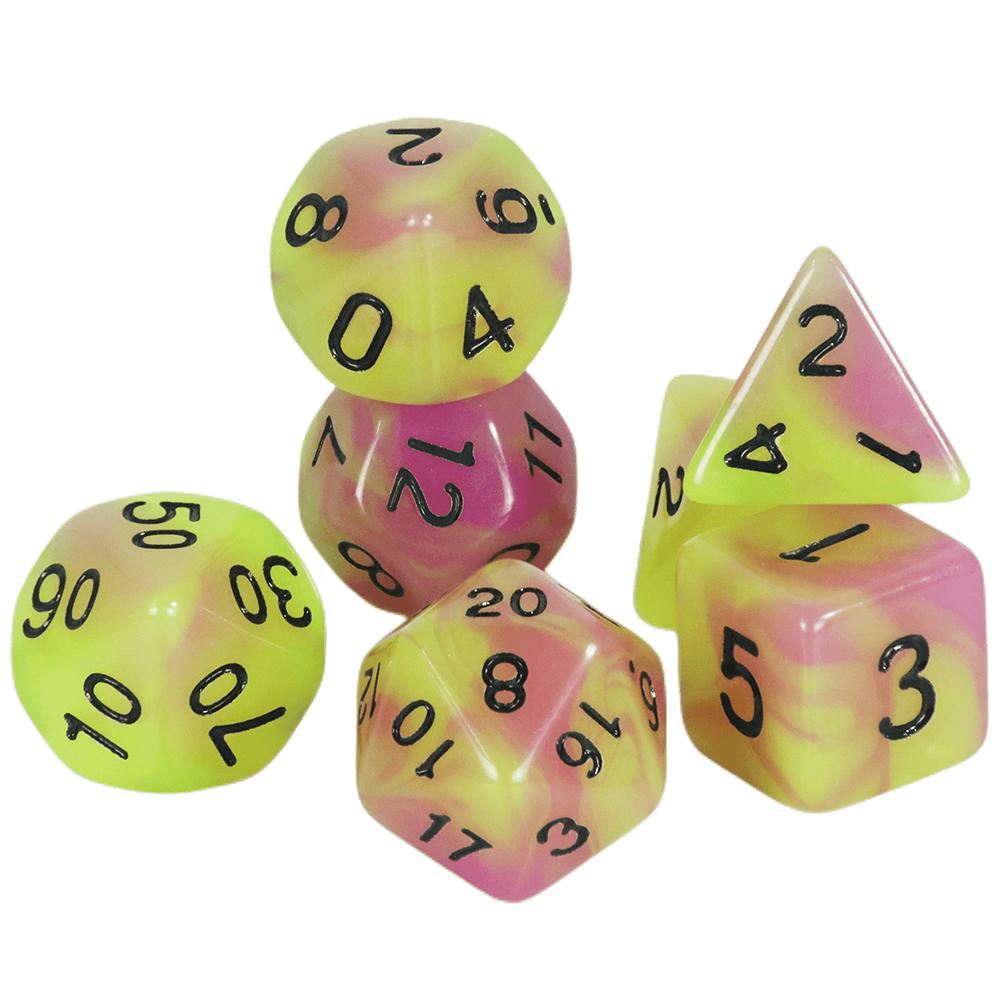 7pcs Polyhedral Glow In The Dark Effect Dice with Tube for DND COC Cthulhu TRPG Running Team Table Game Dnd Dice Set