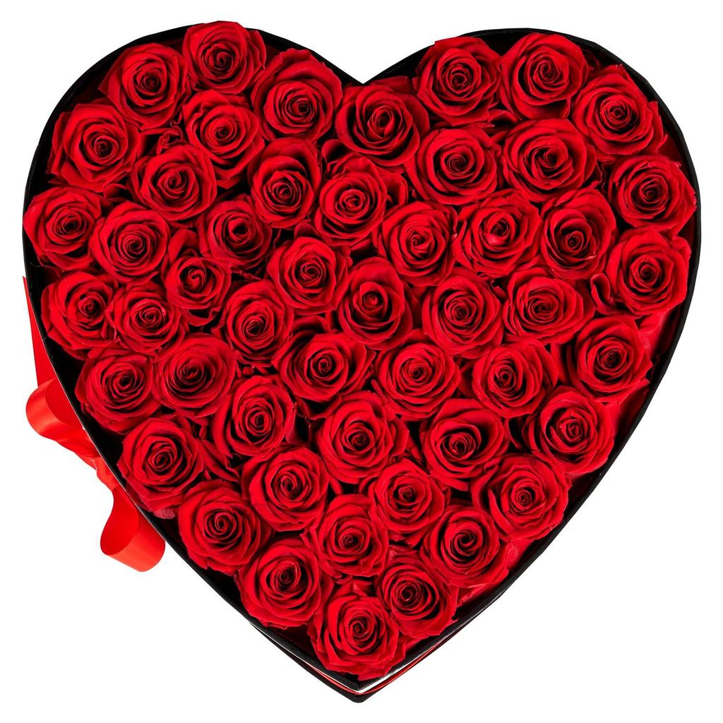 Forever Flowers, 50 konservierte Rosen in einer Herzform-Box, Ewige Blumen Unsterbliches Bouquet Geburtstagsgeschenk zur Lieferung Prime Frauen Ihr Ehefrau Mütter,
