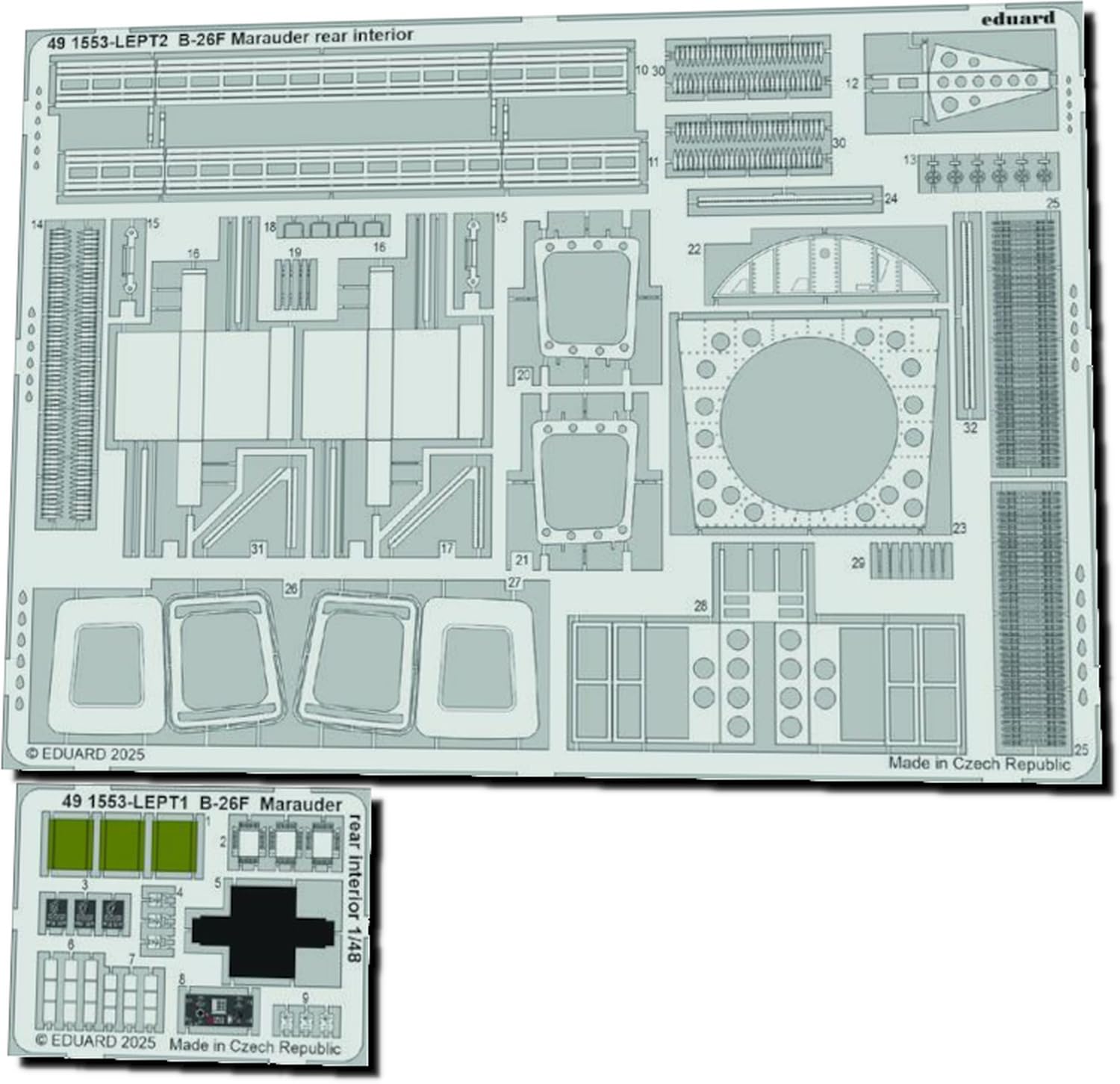 

Эдуард 1/48 B-26F Мародер Задний интерьер Фототравление (для ИКМ) Детали для пластиковой модели EDU491553 (Самолет)