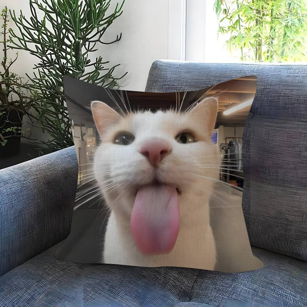 Cute Funny Cat Meme Maple Design Cushion Cover Happy Autumn Harvest Decor Holiday Decorati Pillow Cover