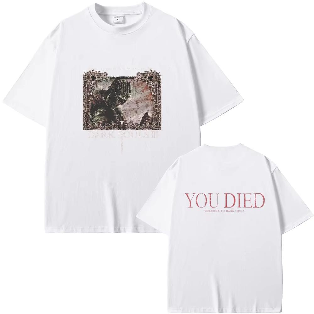 Game Dark Souls Graphic Tshirt Unisex Women 90s Vintage Gothic Rock Fashion Casual Streetwear Male Punk Harajuku Black Tops
