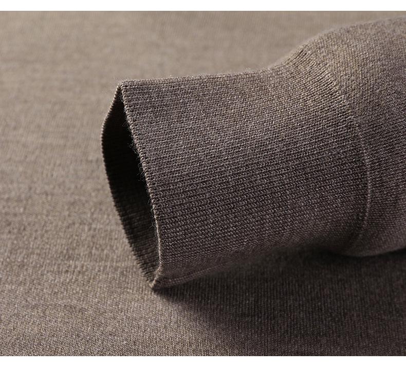 Men's V-Neck Solid Color Sweater - 100% Fine Wool, Thickened for Autumn/Winter, Long Sleeve Knitwear