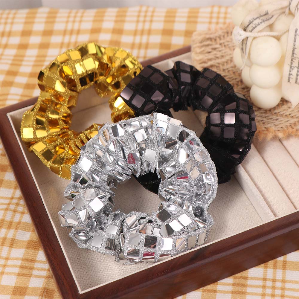 6pcs Super Shiny Rubber Bands Set Retro Disco Large Intestine Hair Tie Hair Accessories