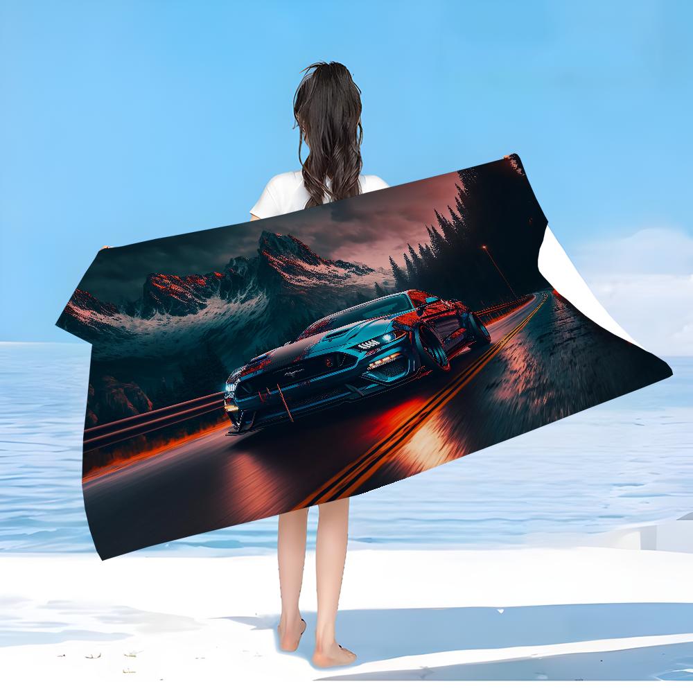 

Mustang car logo Beach Towels Shower Towel Sauna Travel Spa Microfiber Quick Dry Gym Accessories Cute Room Decor W40*H60(CM)