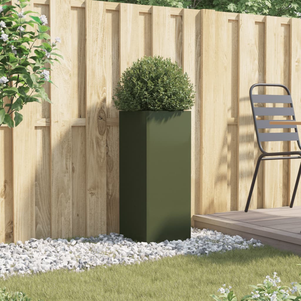 Planter Box Olive Green 32x29x75 Cm Steel