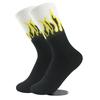 HYSAIXIA Brand Men Happy Cotton Socks Flame Pattern Fashion Streetwear Sports Tube Socks Tube Socks Casual Fire Design