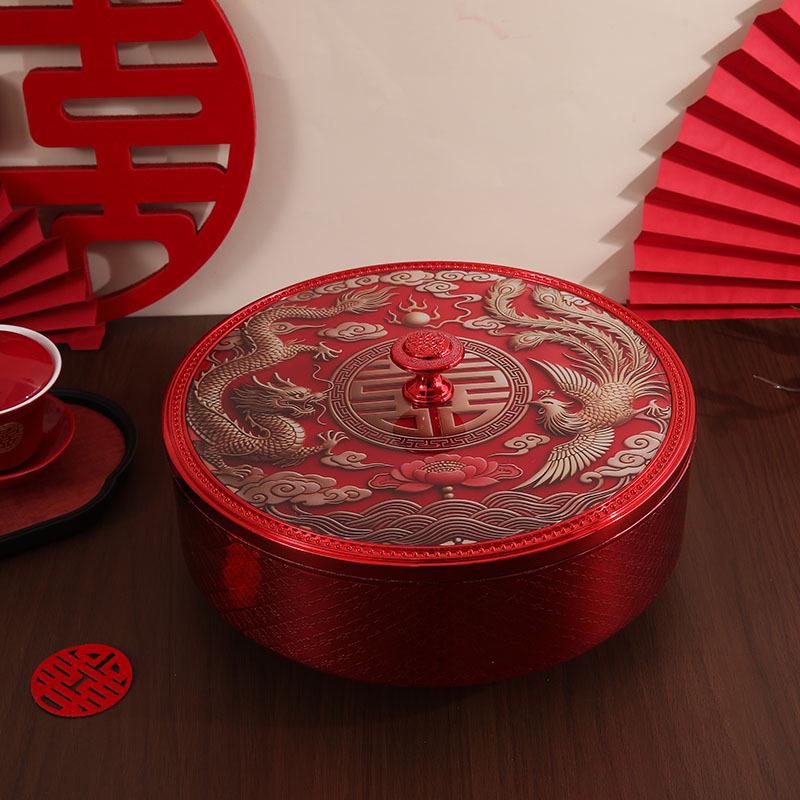 Rotating Nut and Candy Box with Lid – Multi-Compartment Fruit Tray for Weddings and Festivals