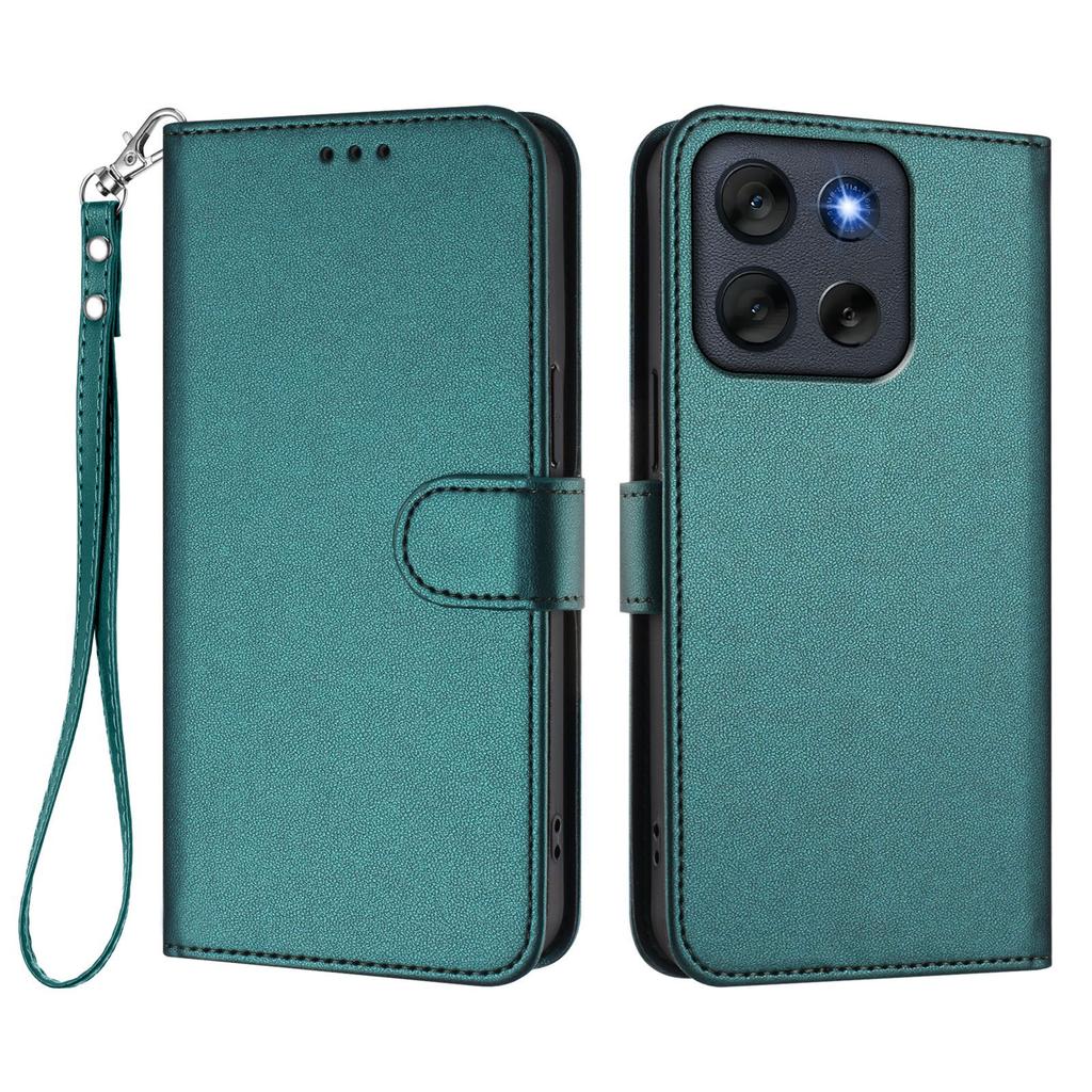 For Motorola Moto G56 5G Leather Case Wallet Stand Phone Cover with Wrist Strap