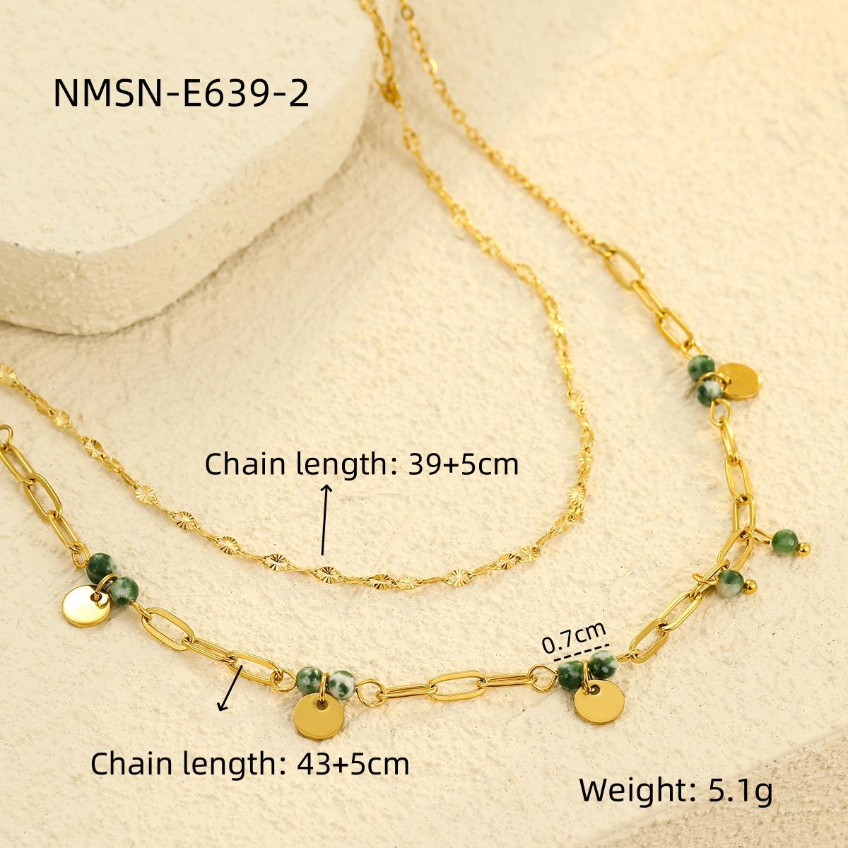GEMCHIC Women s Stainless Steel Natural Stone Double Layer Pendant Necklace Titanium Steel Chain