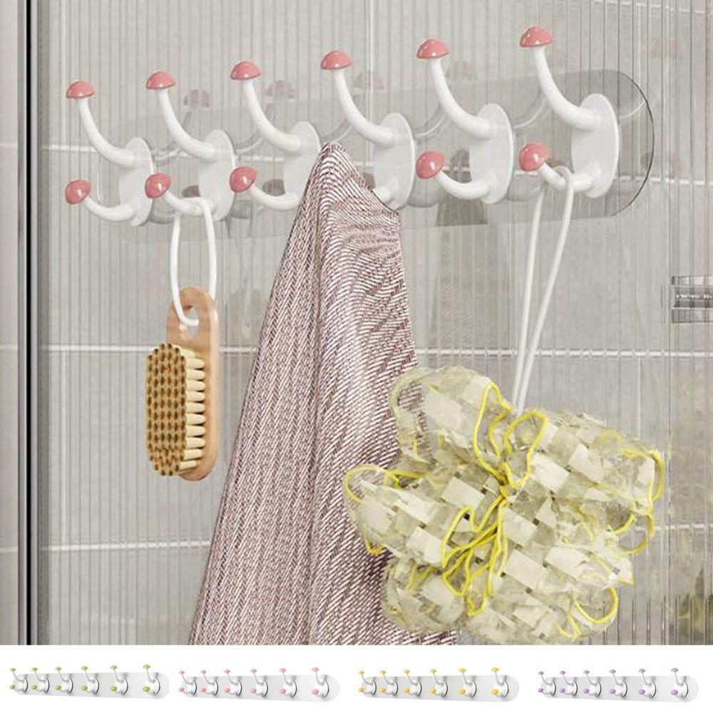 Wall Mounted Clothes Hooks Self Adhesive Sticky Hooks Creative Mushroom Hooks  Bathroom