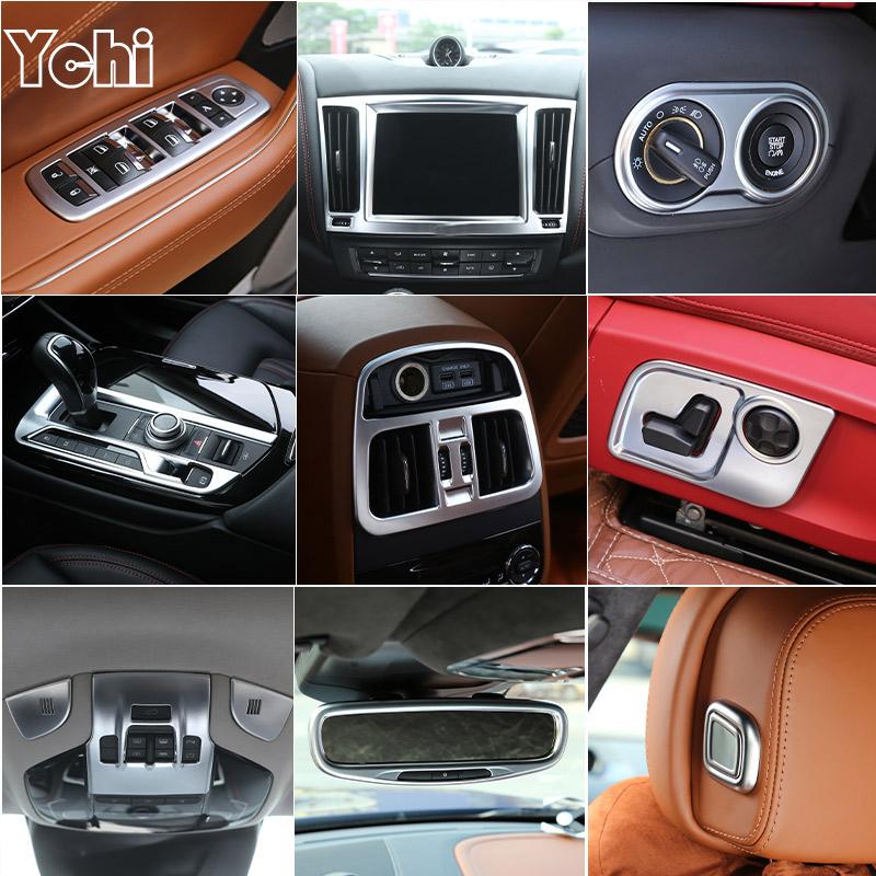 ABS Silver For Maserati Levante 2016-2025 Interior Accessories Car Interior Stickers Gear Shift Panel Cover Trim Stickers