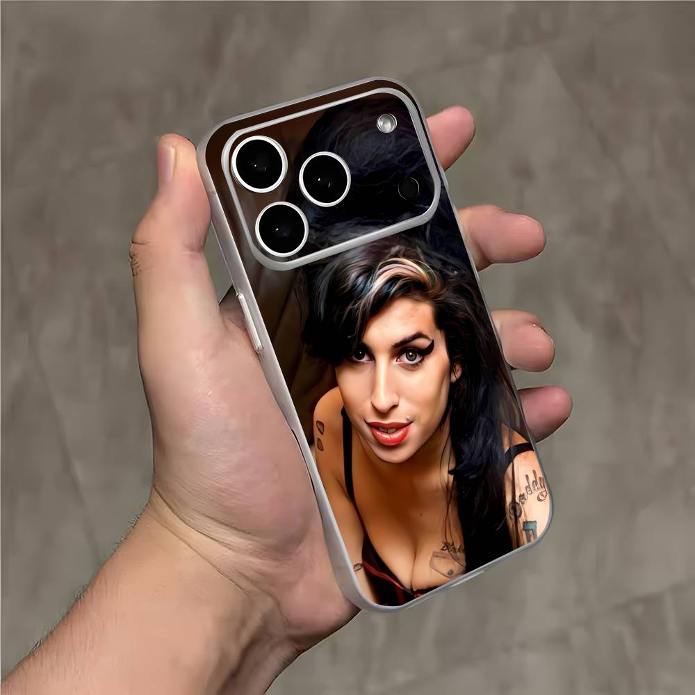 A-Amy Winehouse Singe Transparent White Phone Case For iPhone 17,16,15,14,13,12,11,Pro,Max,Plus Magnetic Wireless Charging