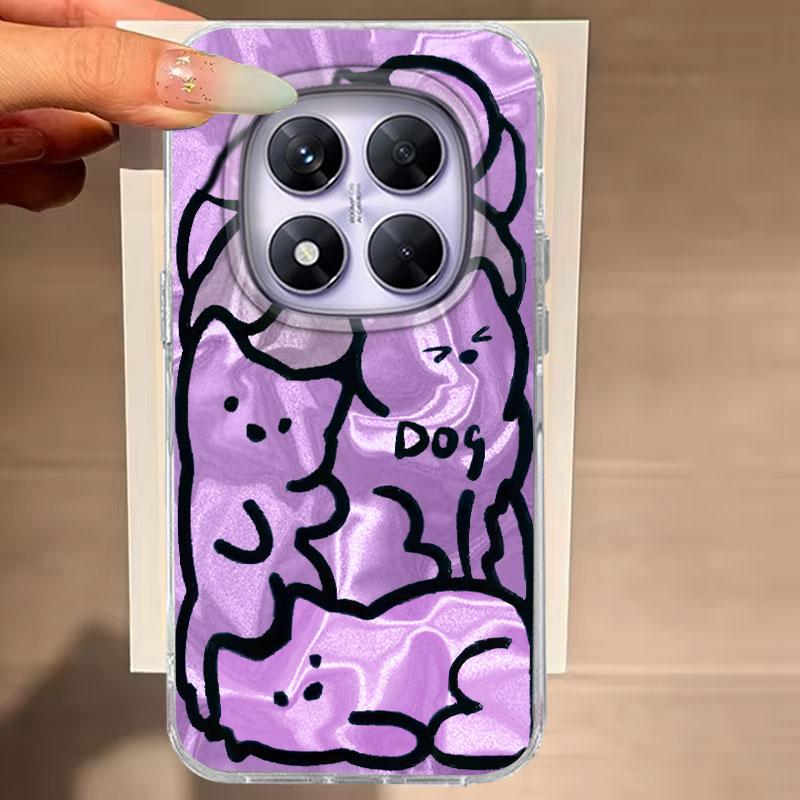 For Redmi Note 14 Pro Plus 13 10 11 12 Pro 13 Xiaomi 14T Pro 13T Poco X3 X5 Pro 5G Phone Cover Cute Purple Cat For Redmi 14C Bag