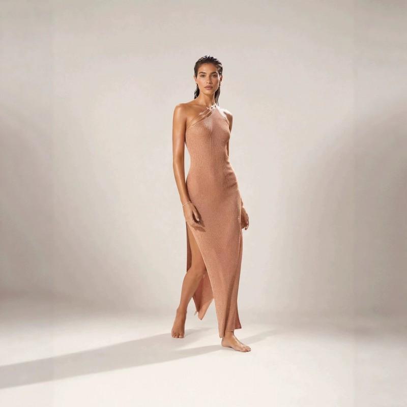 2026 Womens Solid Color Knit Beach Cover-Up Dress Sleeveless Wrap Style Long Skirt Swimwear
