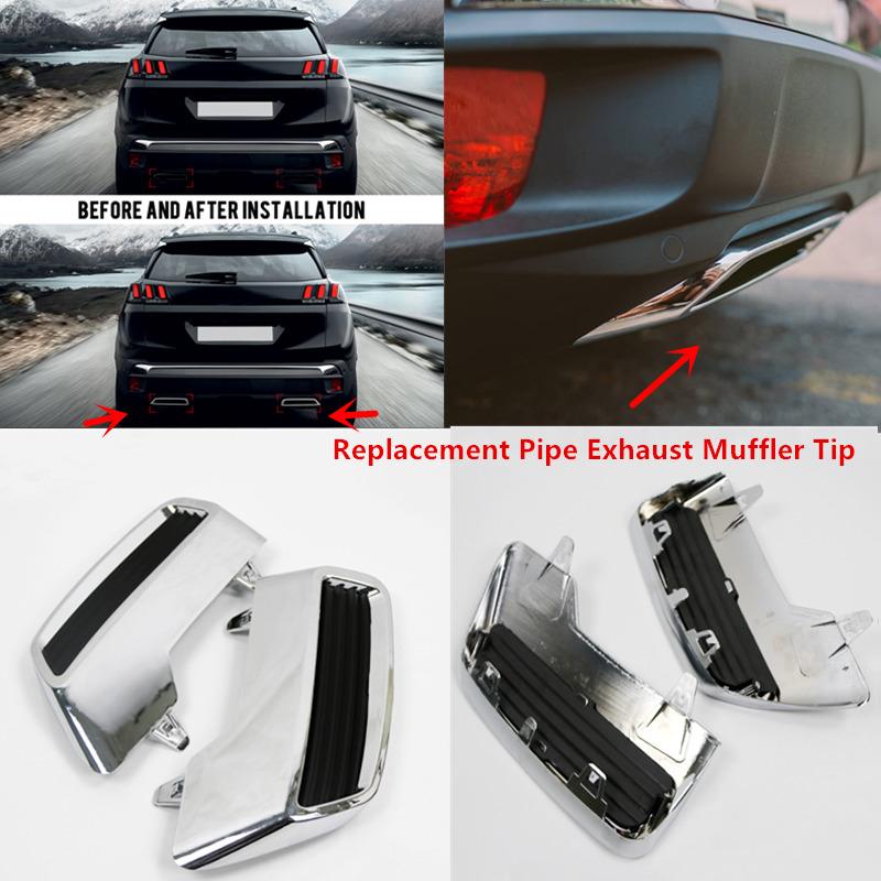 For Peugeot 3008 5008 2017 2018    Car Styling Exhaust Muffler Tailpipe Replacement Exterior Accessories