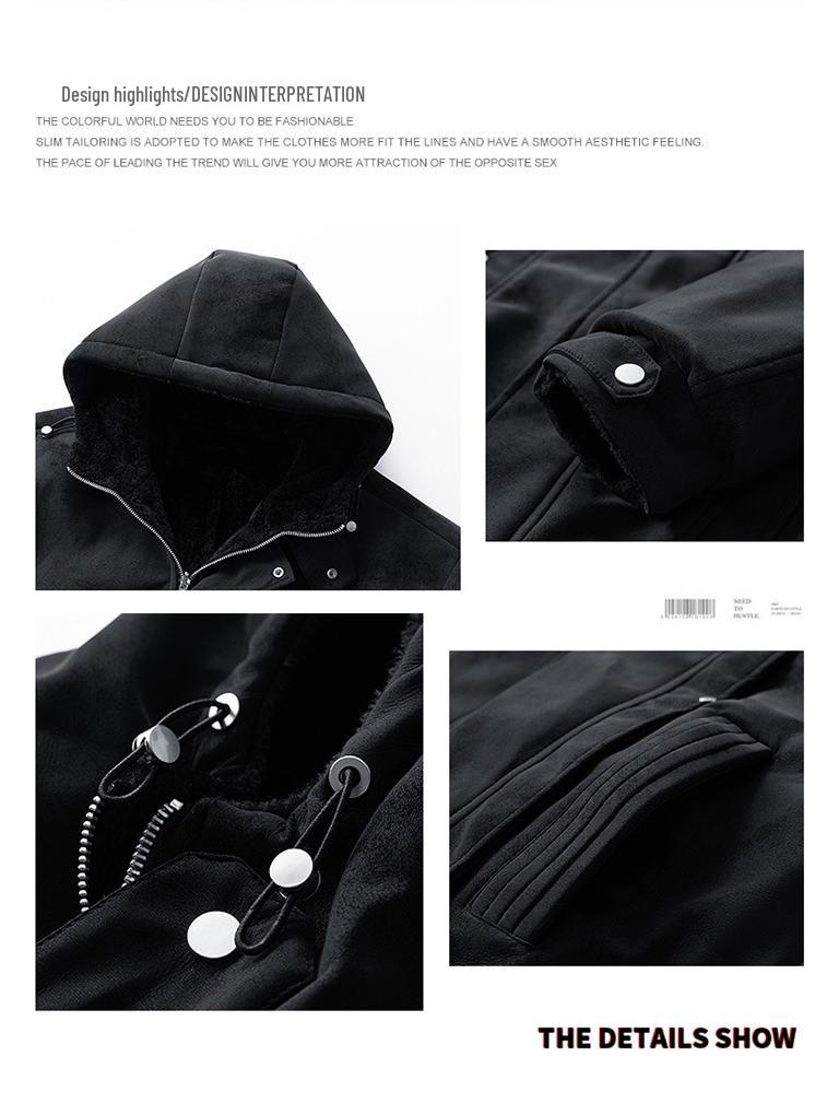 2025 Winter Men's Hooded Cotton Jacket with Faux Rabbit Fur: Thick, Warm, Double-Sided, and Loose-Fit