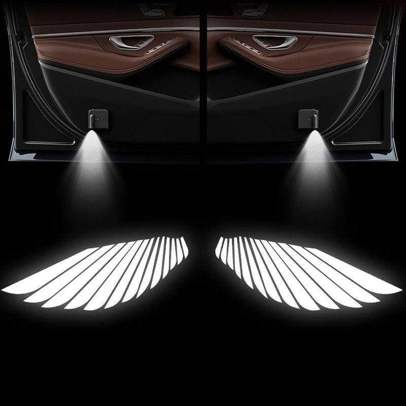 2pcs Car Angel Wings Styling Decorative Light Car Door LED Welcome Light Car High Definition Warning Lamp Auto Light Accessories