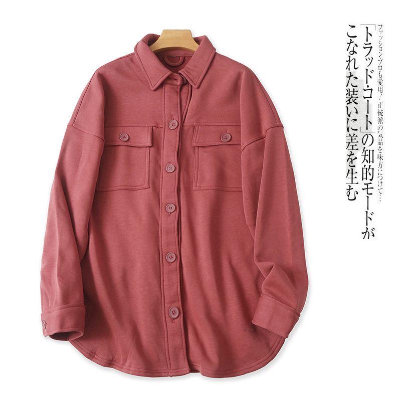 

Shirt Fleece Padded Coat Fall and Winter New Arrival Foreign Trade Women s Clothing Lapel Single Breasted Long Sleeves Plus Size Tops 27468 Brick Red B- 8-36-3 XL