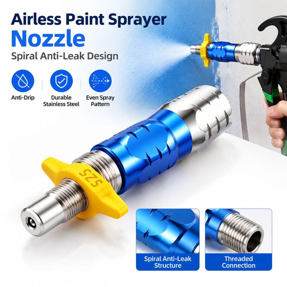 Stainless Steel Quick Connect Spray Tip Spiral Paint Sprayer Accessory for Diaphragm/Piston Type