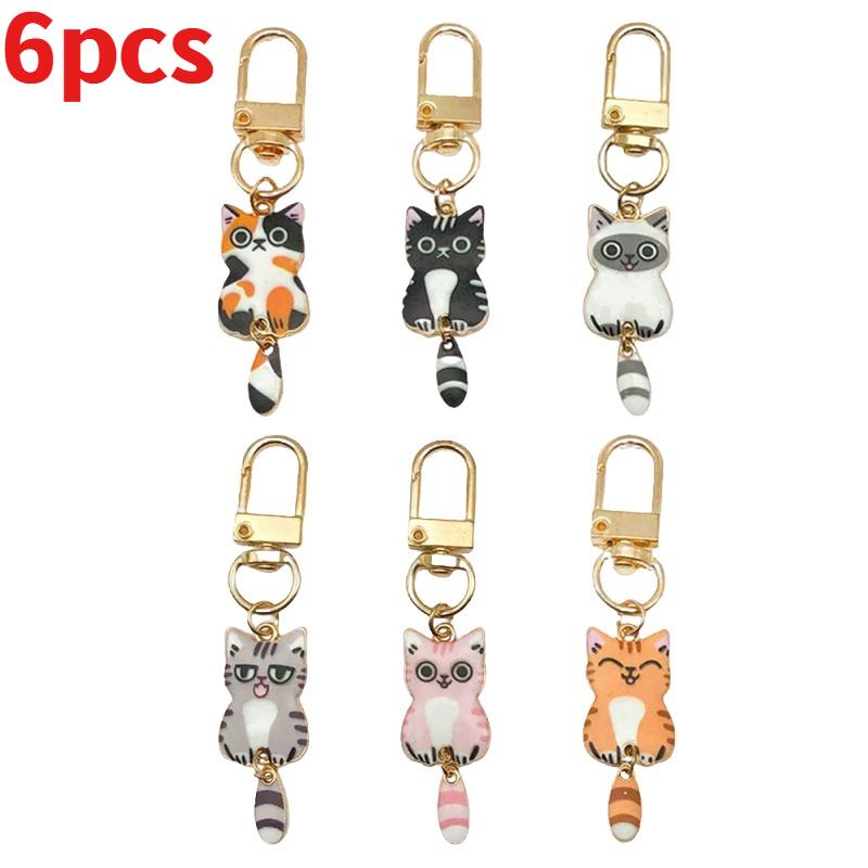 

Cute Cat Cartoon Keyring Kawaii Animal Metal Key Chains Creative Keychains Fashion Bag Key Decoration Accessories Gift for Kid