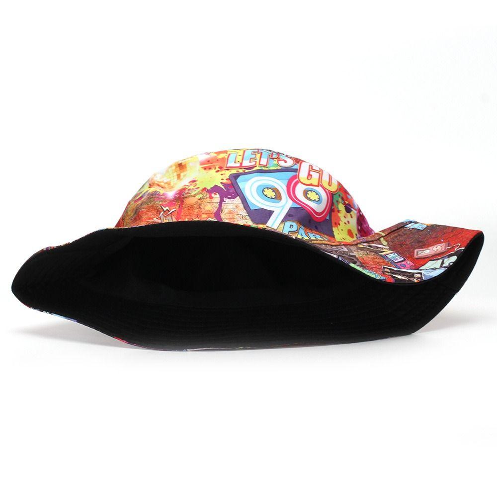 Quick Drying Sun Hat Retro Graffiti 80s 90s Fisherman Hat Fashion Reversible Bucket Hat Unisex