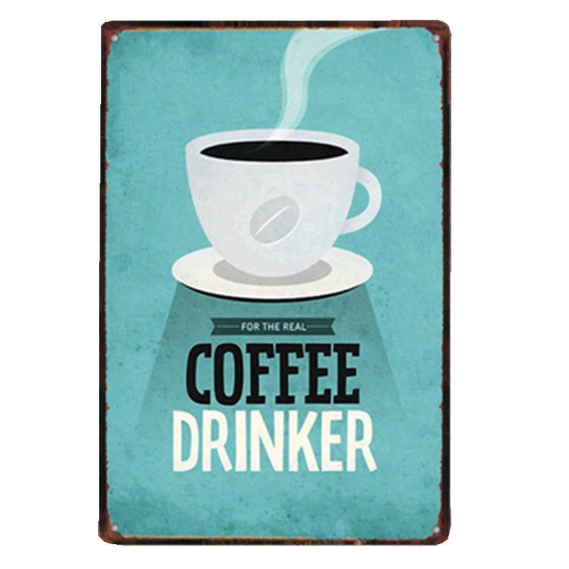 Coffee Sign Vintage Wall Decor Plaque Metal Retro Poster Decorative Coffee Plates Tin Cafe Decoration 20x30 Cm