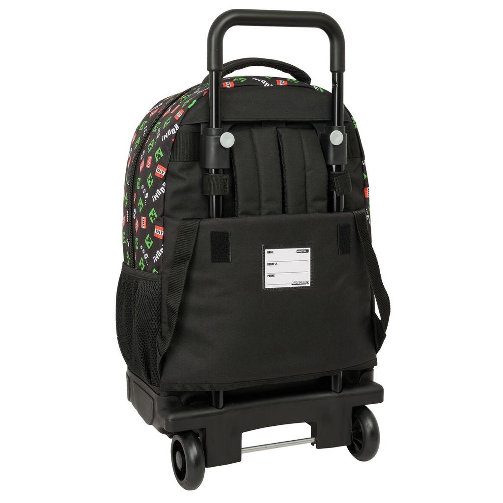School Rucksack with Wheels Minecraft Black 33 x 45 x 22 cm
