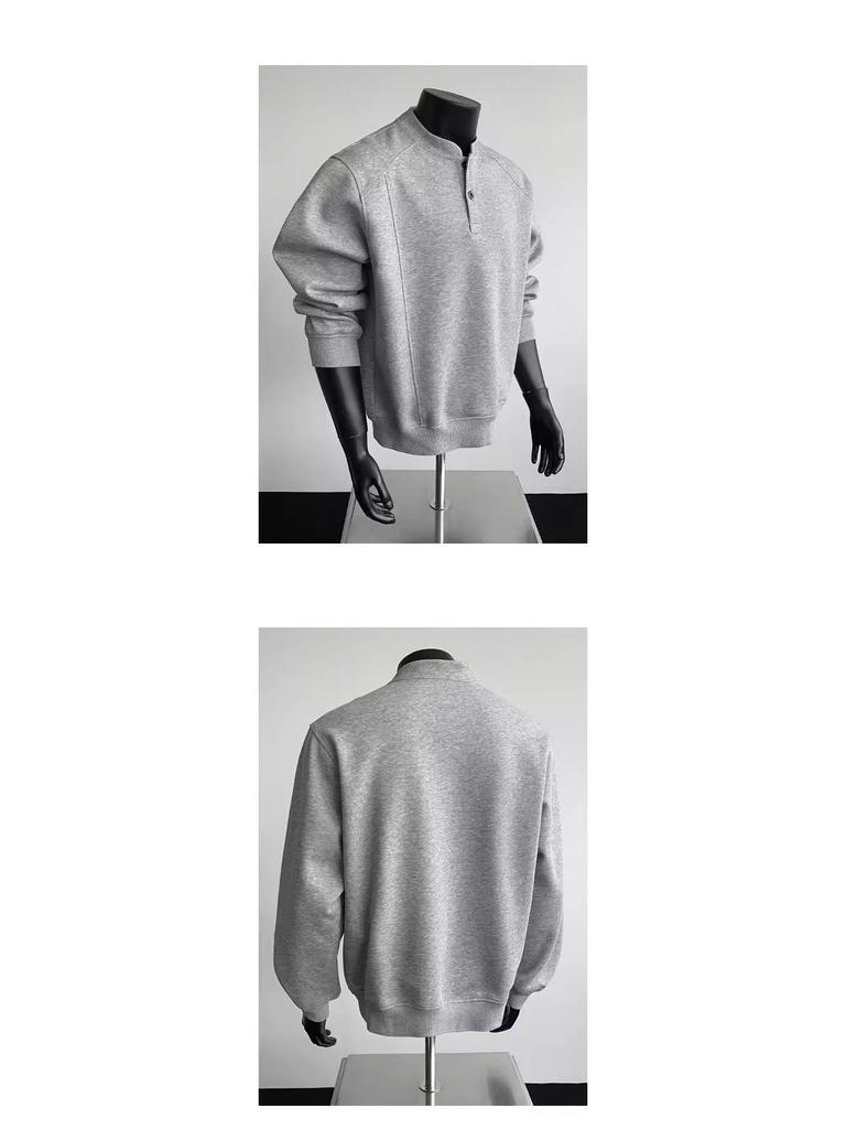 Henry Herren Halbhoher Kragen Sweatshirt: Herbst/Winter Trendiges Langarm-Oberteil, Amerikanischer Cleanfit, Ohne Kapuze.