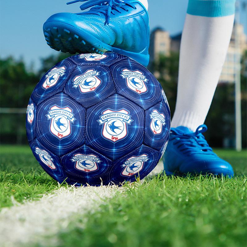 Cardiff City FC Print Size 5 Soccer Ball, PU Wear Resistant Football for Match Training and Daily Practice, Birthday Gift for Soccer Fans