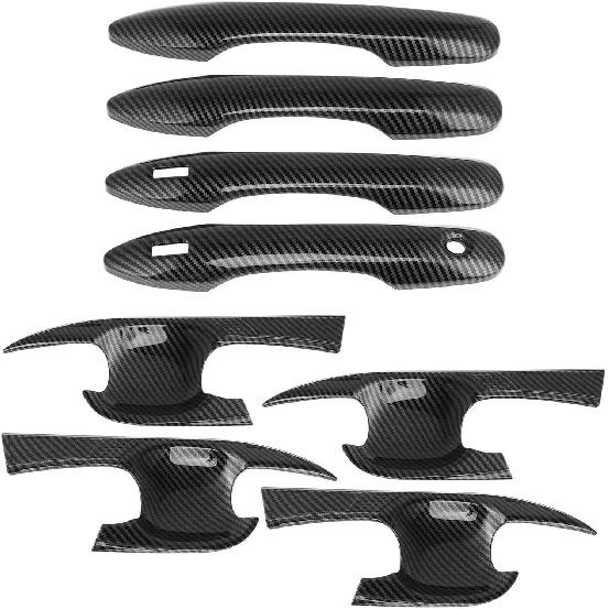 Exterior Door Handle Bowl Cover Trim Set for Toyota Camry LE SE XLE XSE 2018-2024 8th 8.5th Gen Door Handle Cover Protector Black Carbon Fiber