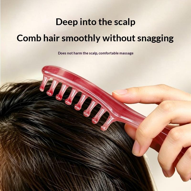 Resin Scalp Massage Comb with Smooth Rounded Teeth Comfortable Grip for Home Daily Wet Dry Hair Care Use