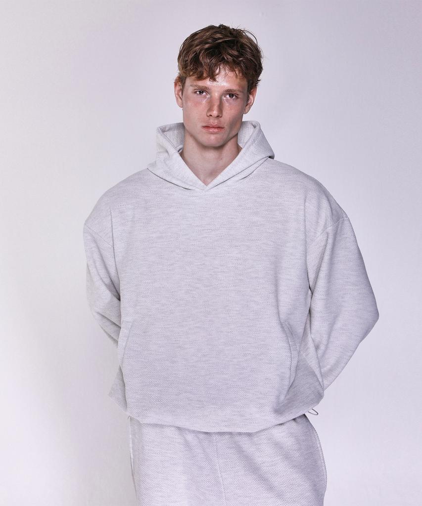 (Rrc Campaign) Crop Knit Waffle Hoodie (Melange Grey)